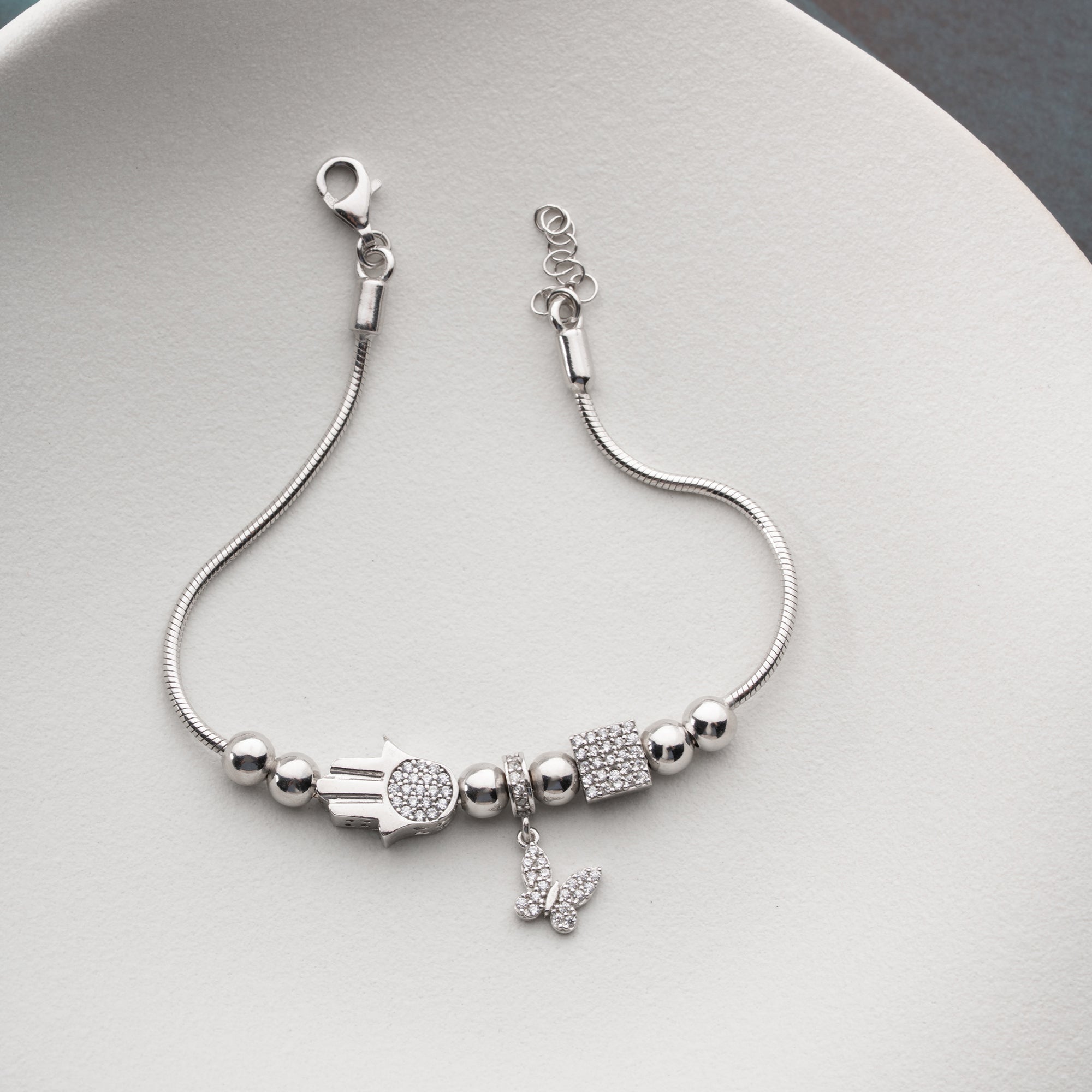 HAMSA KELEBEK CHARM DORİKA BİLEKLİK | 925 GÜMÜŞ