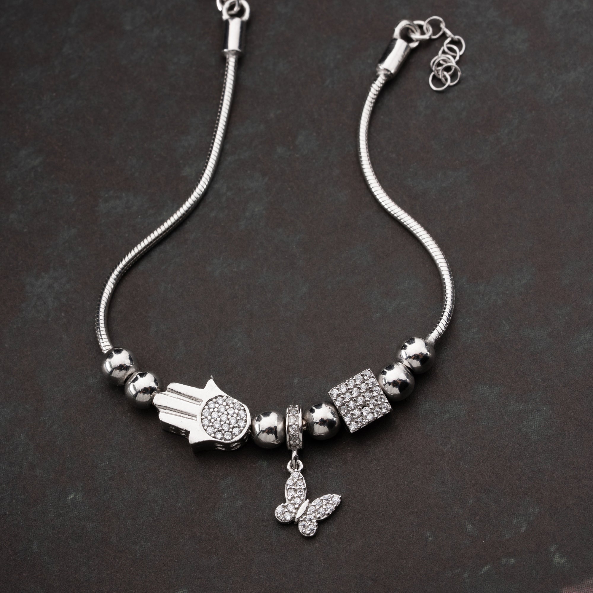 HAMSA KELEBEK CHARM DORİKA BİLEKLİK | 925 GÜMÜŞ
