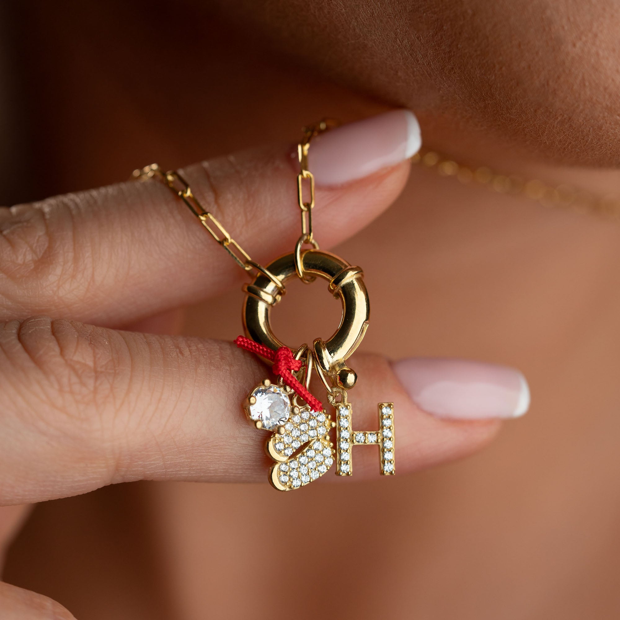 HARFLİ ŞANS CHARM KOLYE  | 925 GÜMÜŞ