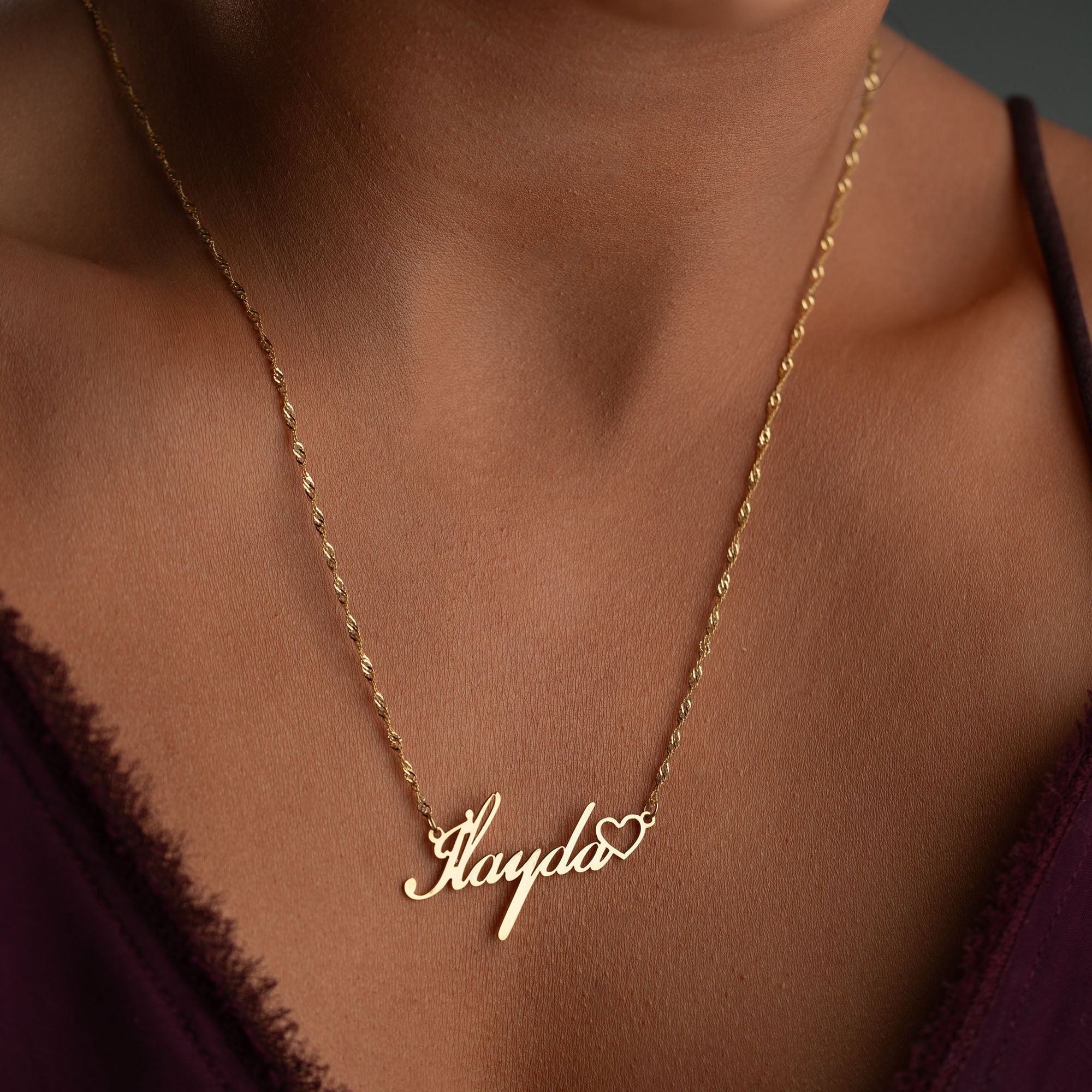 SİNGAPUR KALPLİ İSİM KOLYE | 925 GÜMÜŞ