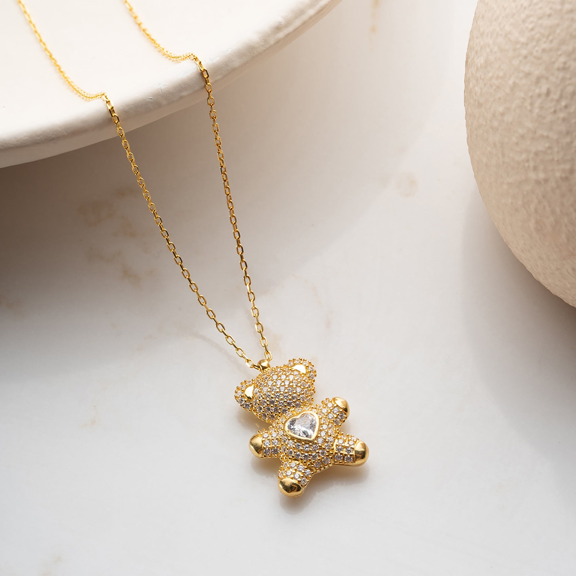 TAŞLI TEDDY KOLYE | 925 GÜMÜŞ