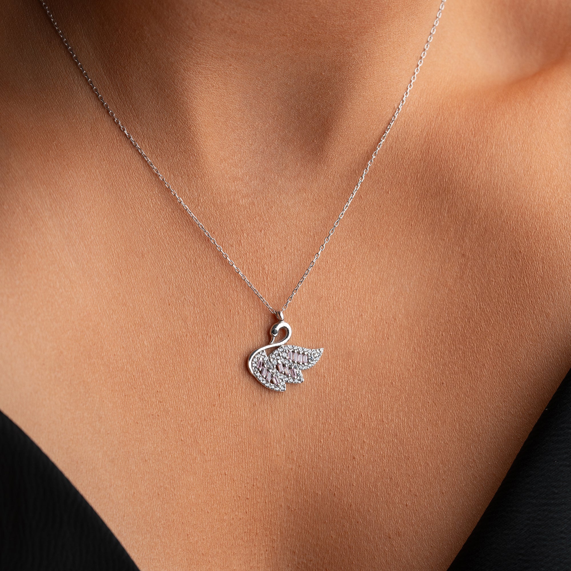 SWAN SHİNE PİNK KOLYE | 925 GÜMÜŞ