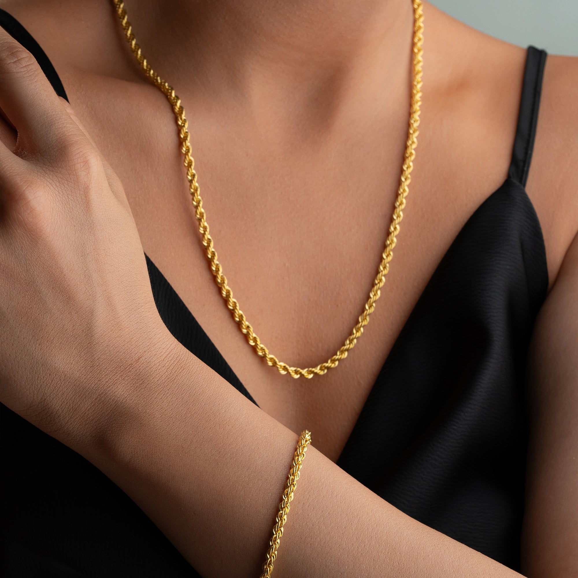 LUNA HALAT ZİNCİR KOLYE BİLEKLİK SET | 925 GÜMÜŞ