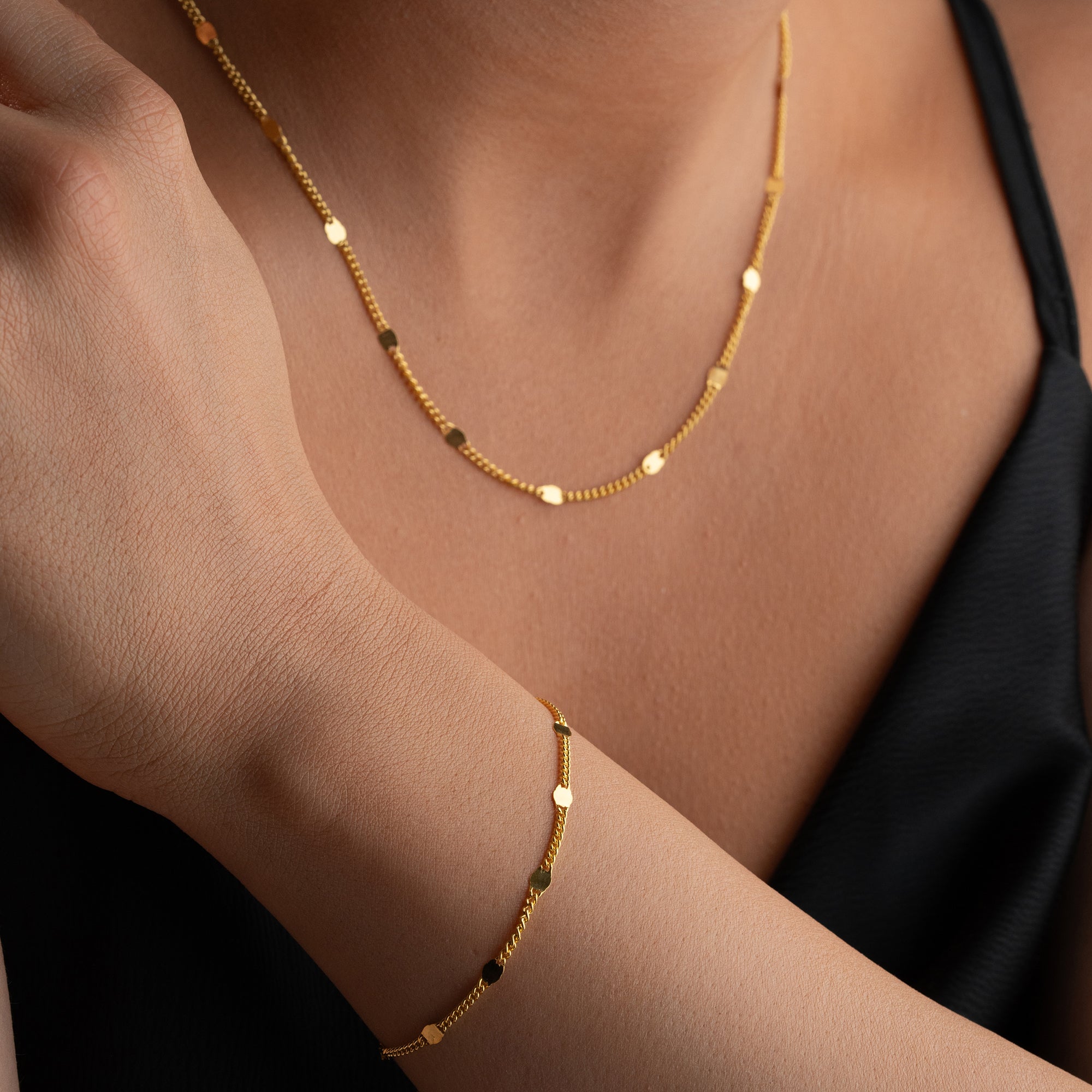 MİA PULLU ZİNCİR KOLYE BİLEKLİK SET | 925 GÜMÜŞ