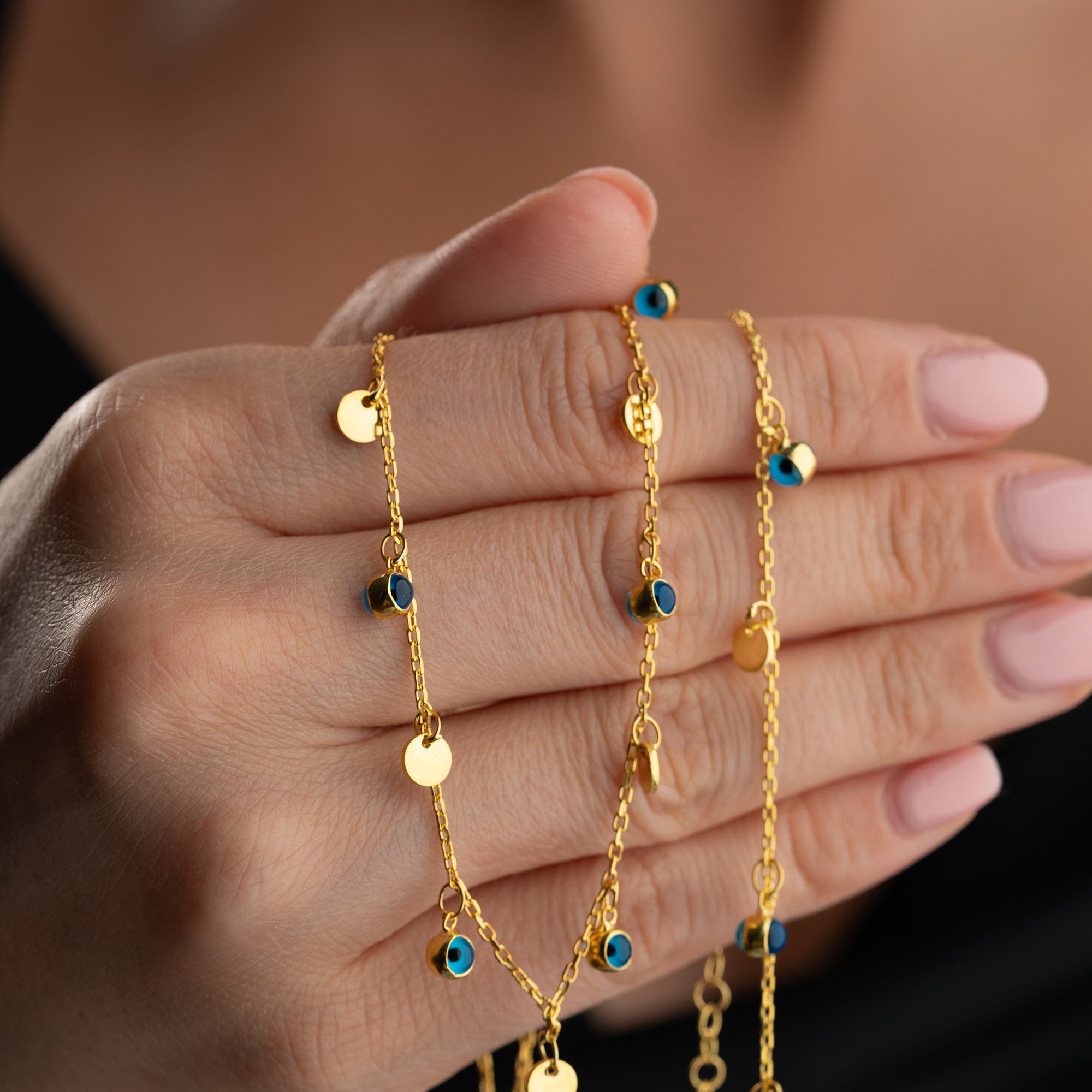 PULLU NAZAR KOLYE BİLEKLİK SET | 925 GÜMÜŞ