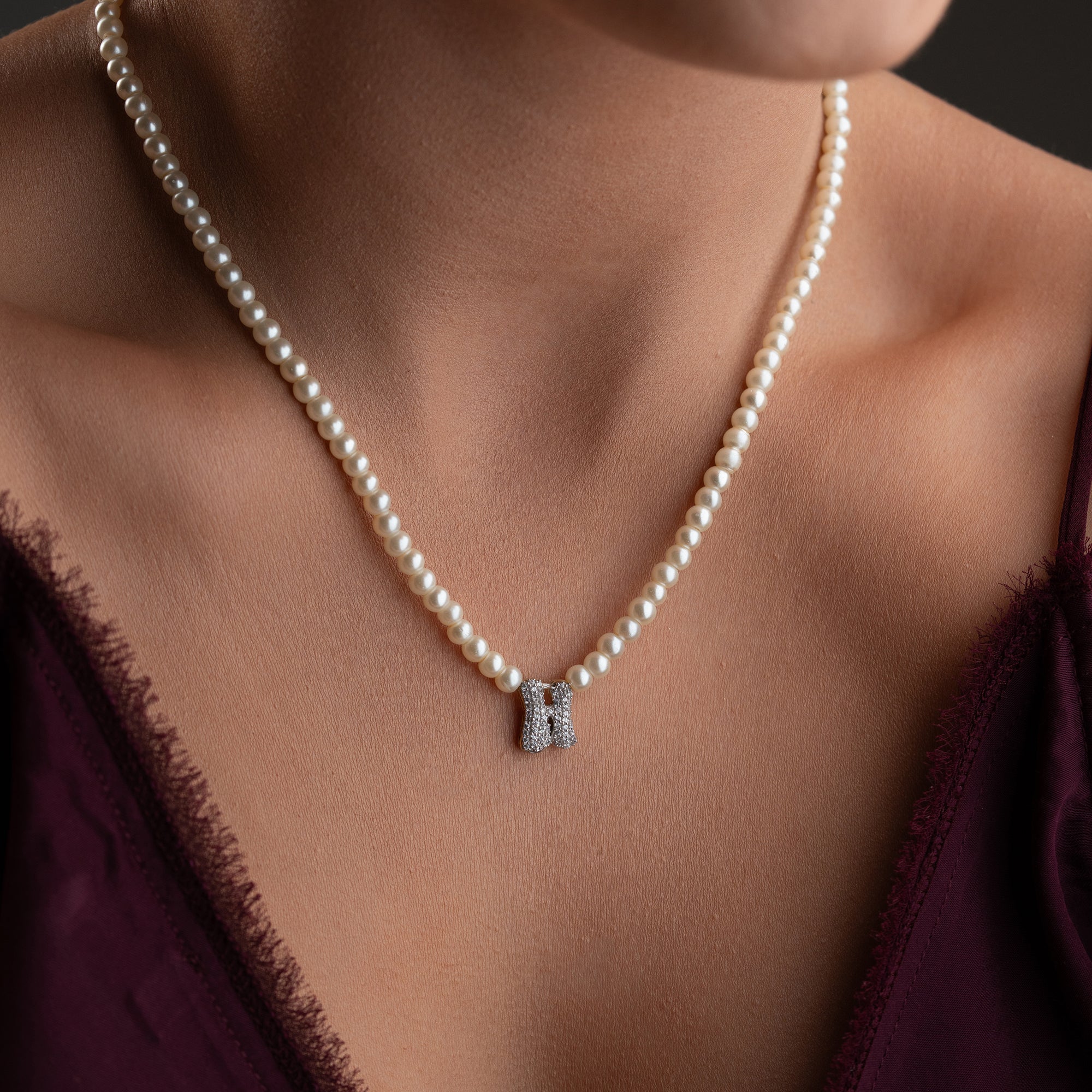 İNCİ BUBBLE HARF KOLYE | 925 GÜMÜŞ