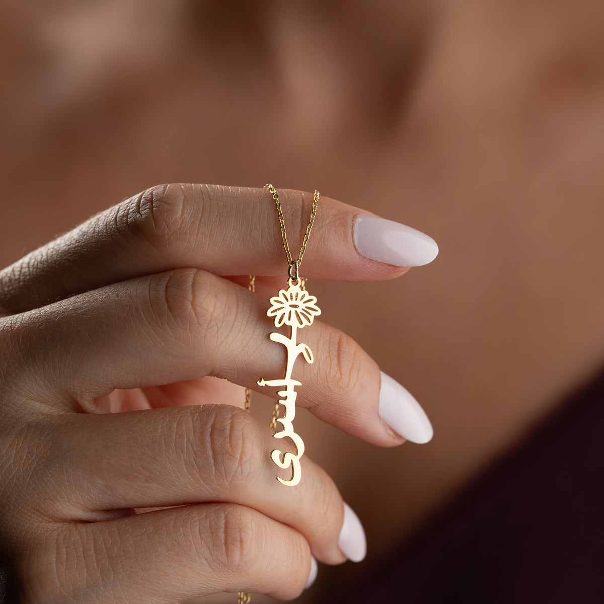 DİKEY DOĞUMÇİÇEĞİ ARAPÇA KOLYE | 925 GÜMÜŞ