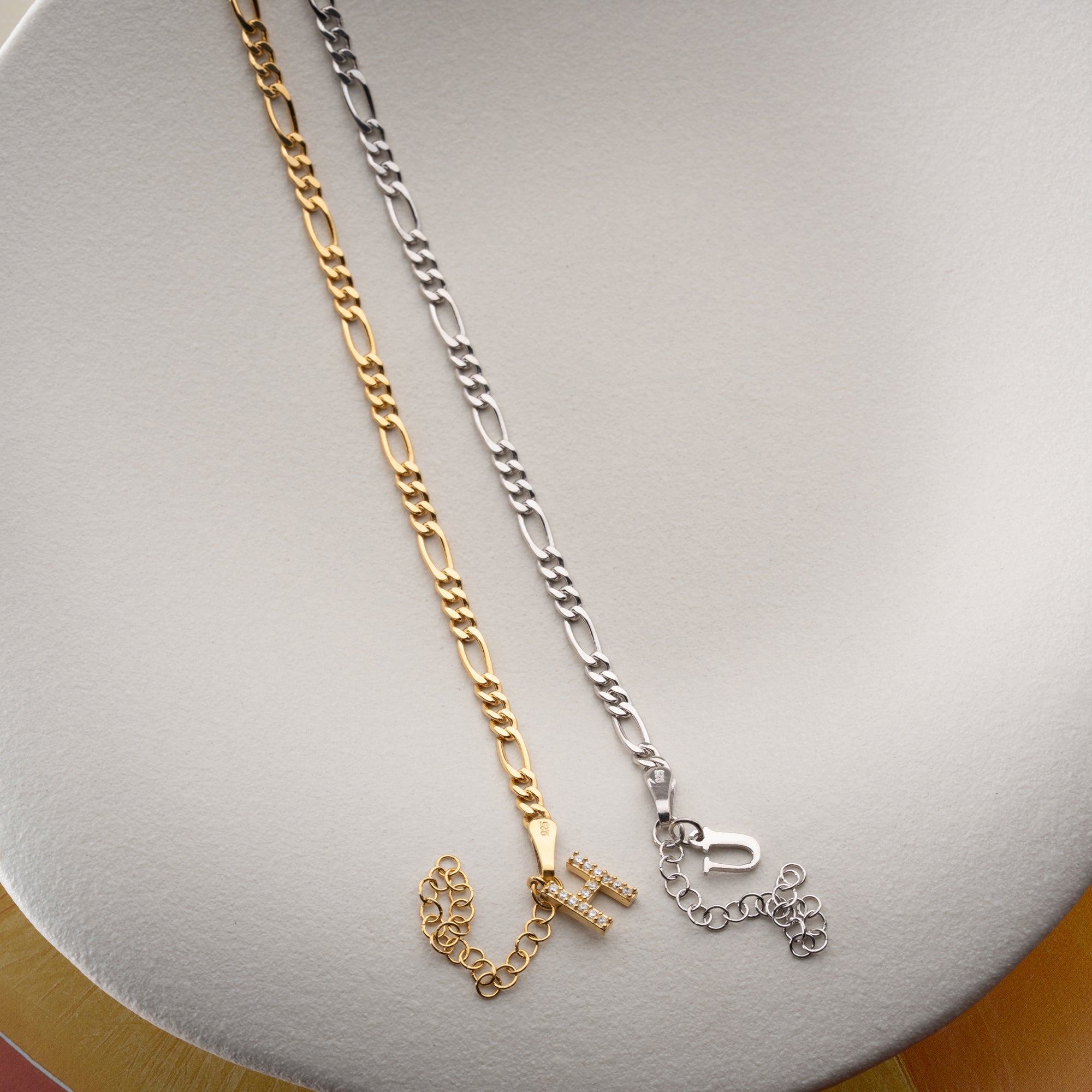 FİGARO ZİNCİR HARFLİ ÇİFT BİLEKLİK | 925 GÜMÜŞ