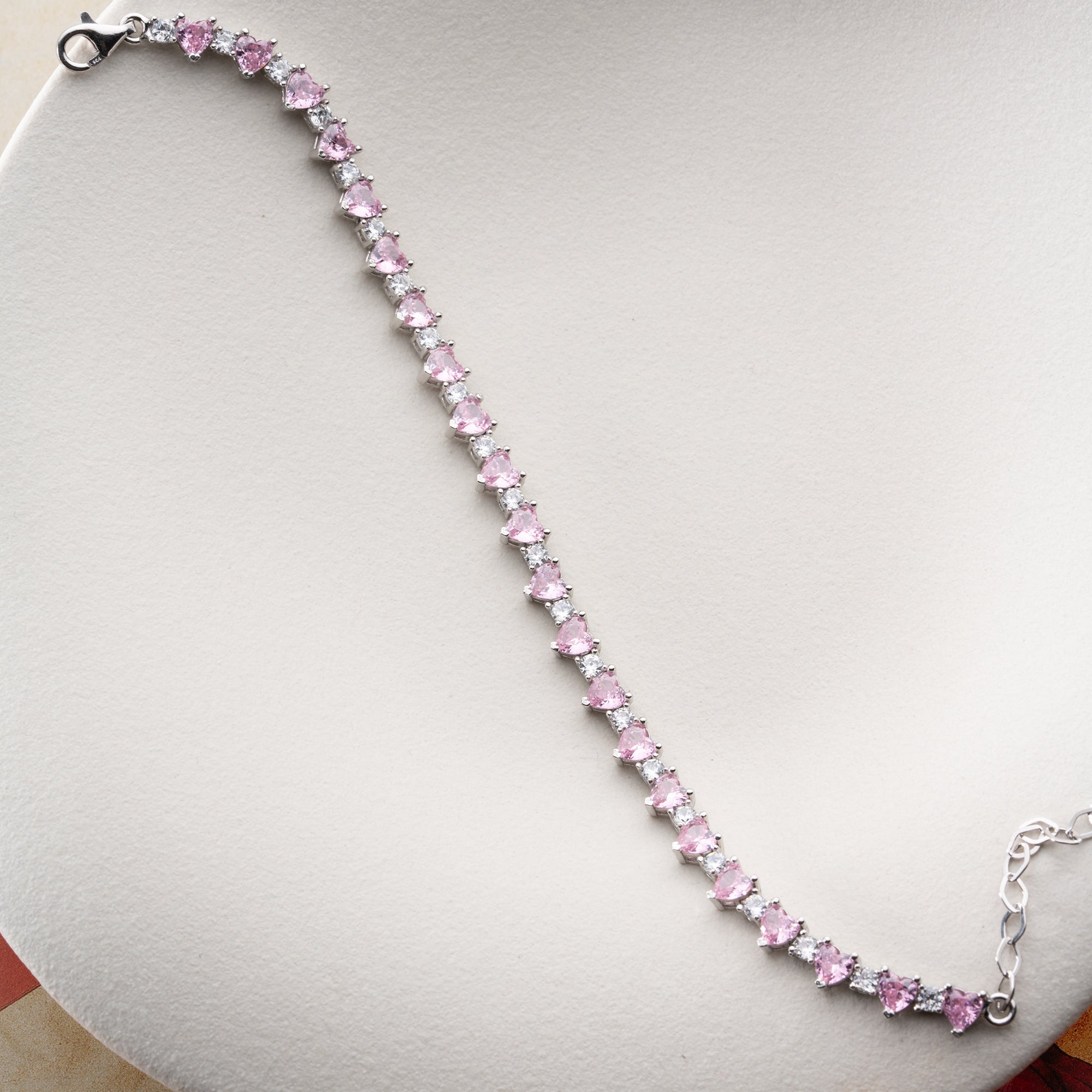 PEMBE KALP IŞILTISI BİLEKLİK | 925 GÜMÜŞ