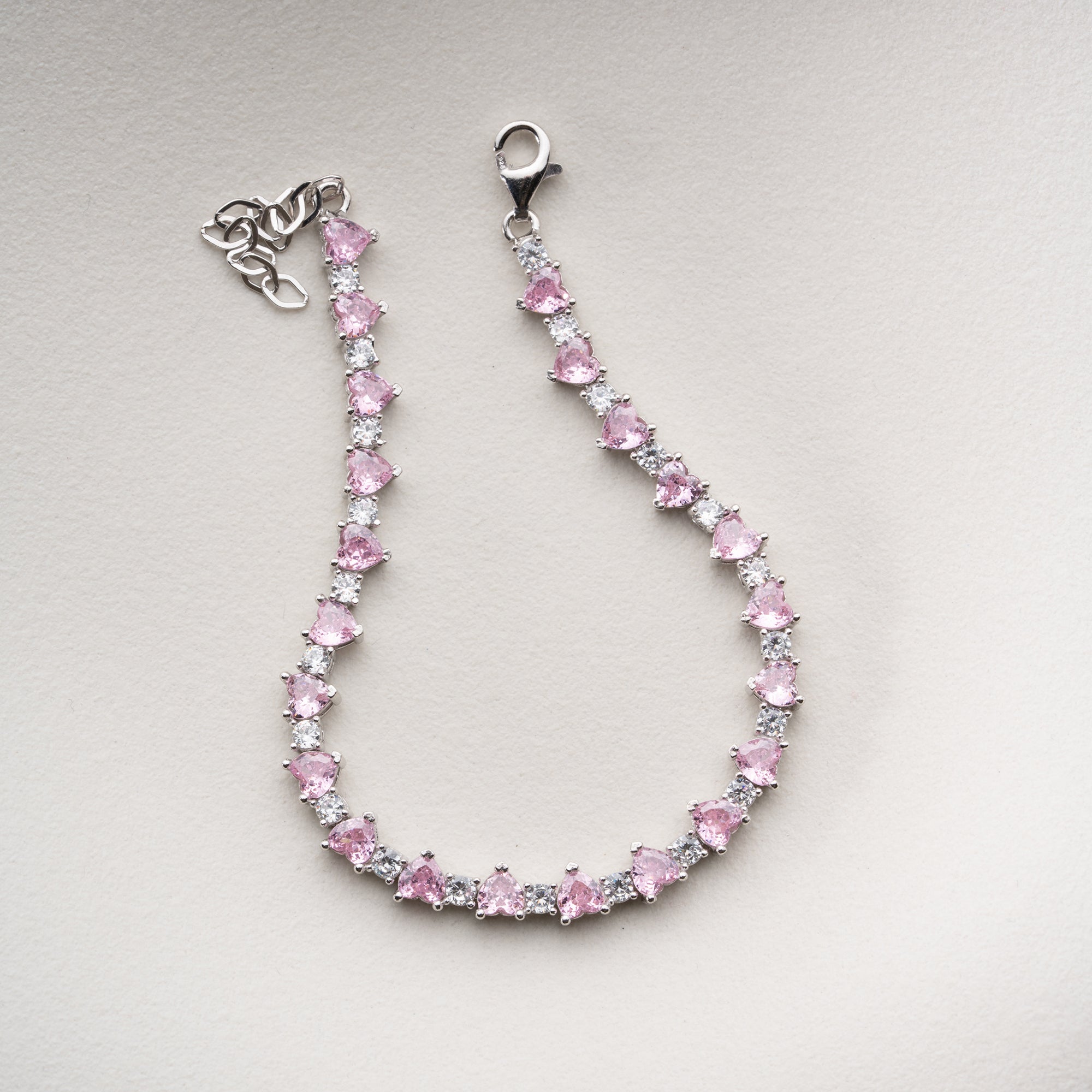 PEMBE KALP IŞILTISI BİLEKLİK | 925 GÜMÜŞ