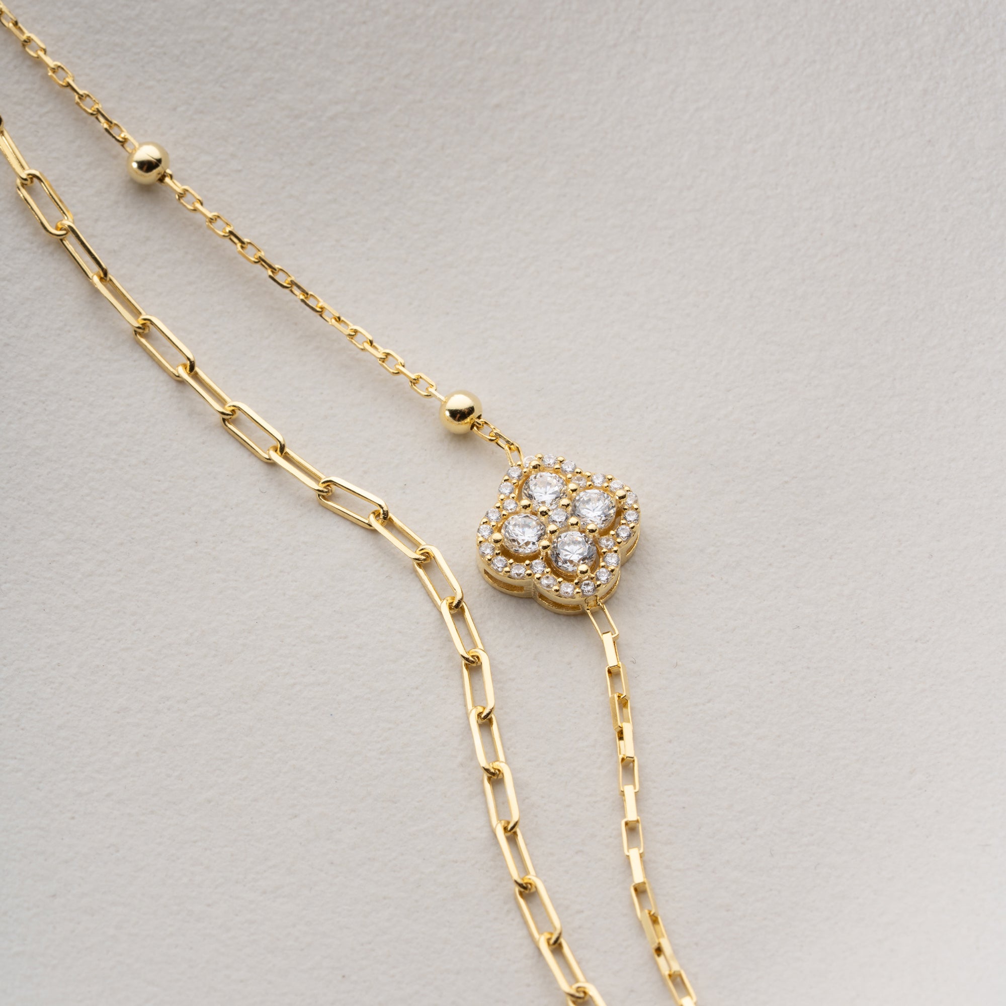 ÇİFT SIRA DORİKA ROYAL CLOVER  BİLEKLİK | 925 GÜMÜŞ