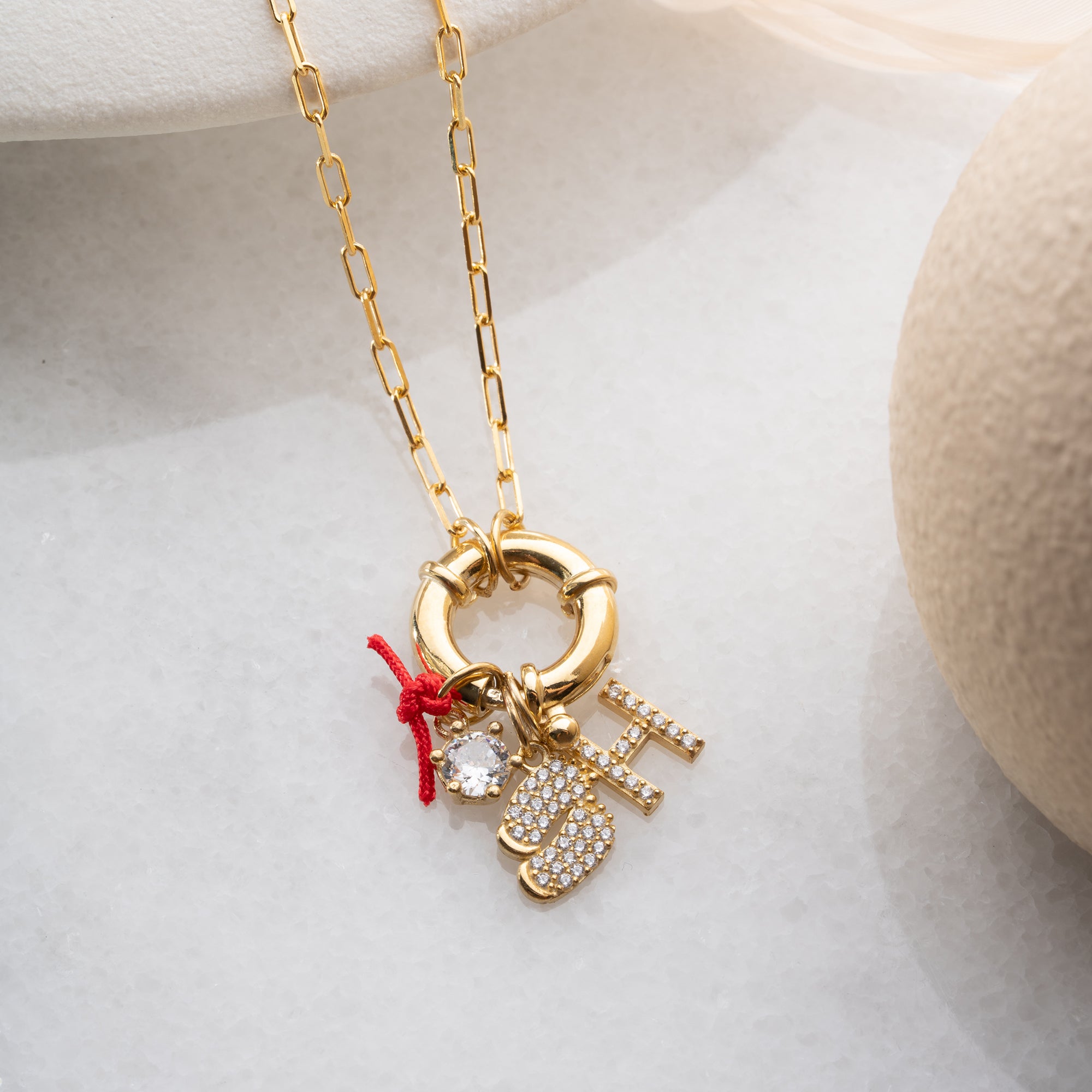 HARFLİ ŞANS CHARM KOLYE  | 925 GÜMÜŞ