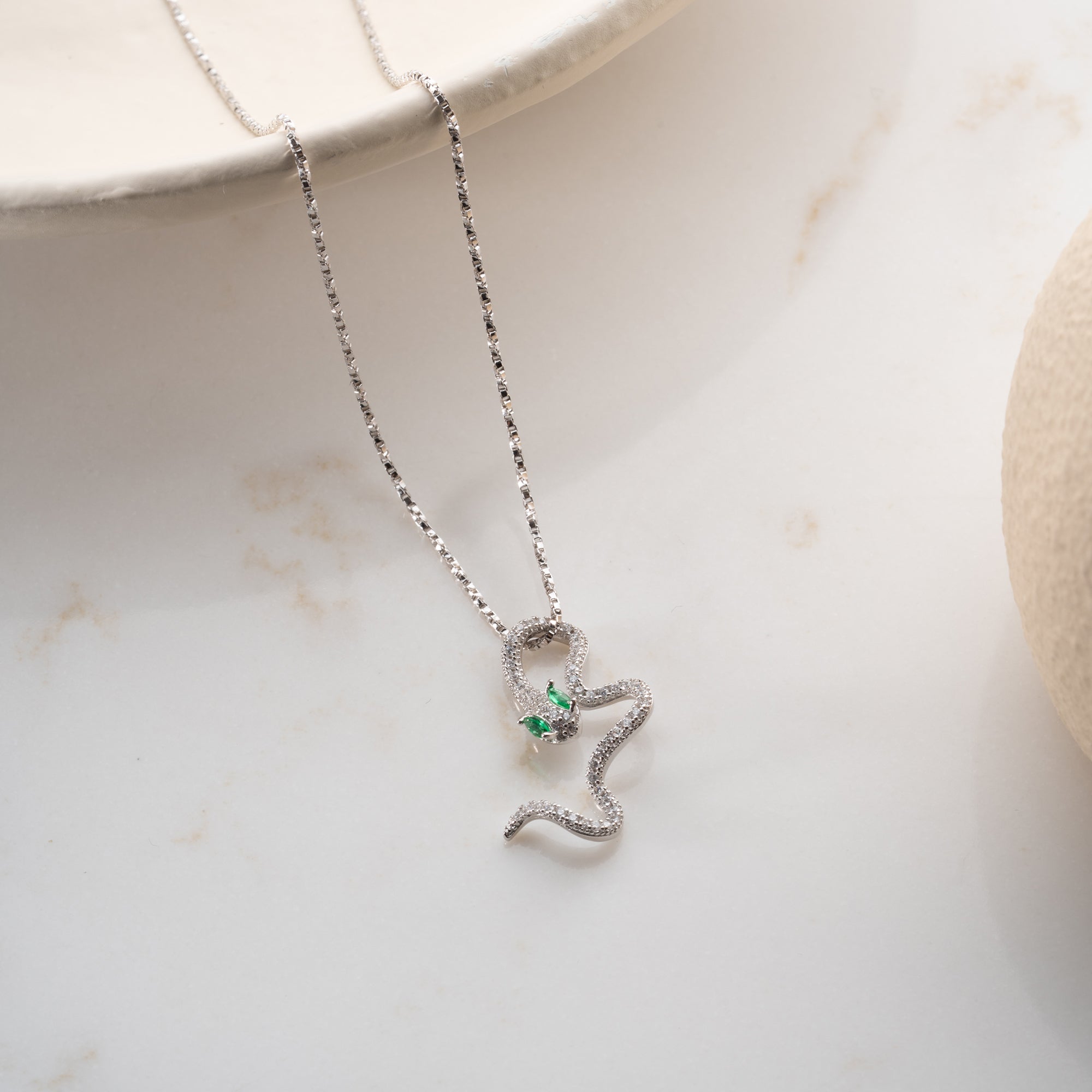YEŞİL SNAKE KOLYE | 925 GÜMÜŞ