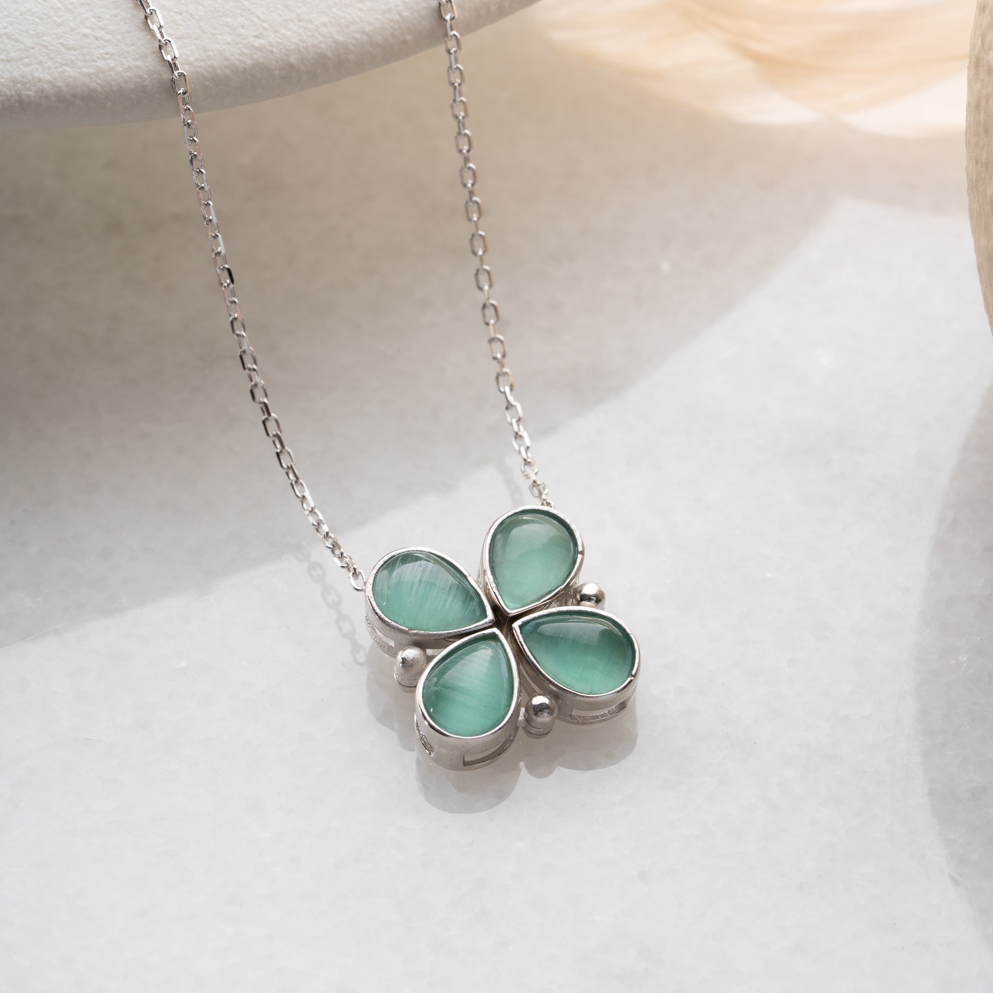AÇILABİLİR YEŞİL FLORA KOLYE | 925 GÜMÜŞ