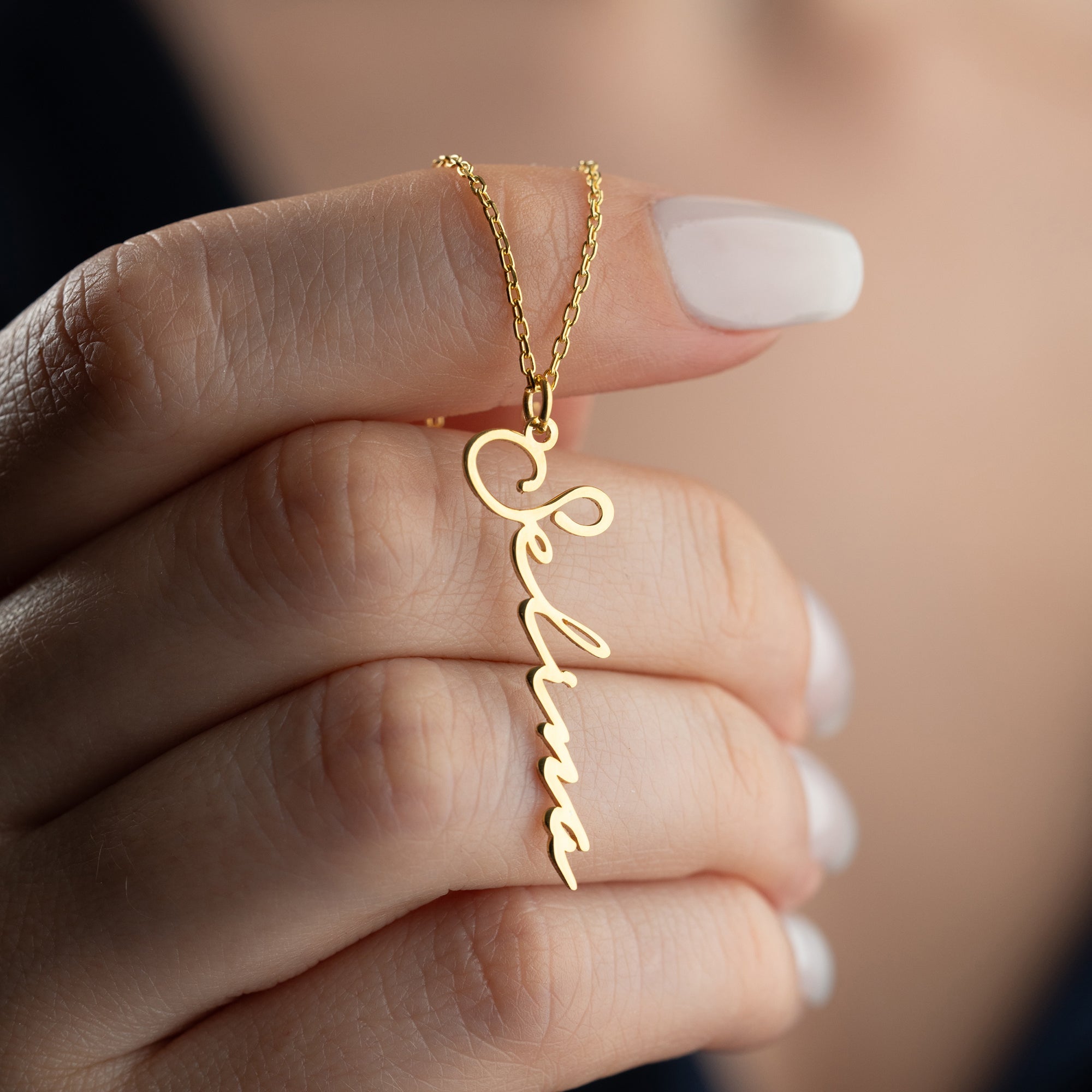 DİKEY NOTERA FONTLU KOLYE | 925 GÜMÜŞ