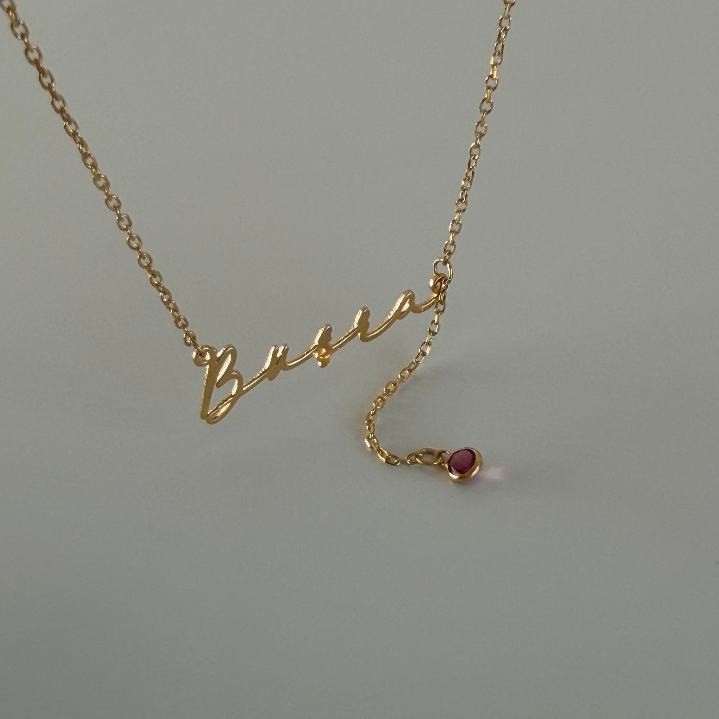 DOĞUMTAŞI SALLANTILI İSİM KOLYE | 925 GÜMÜŞ