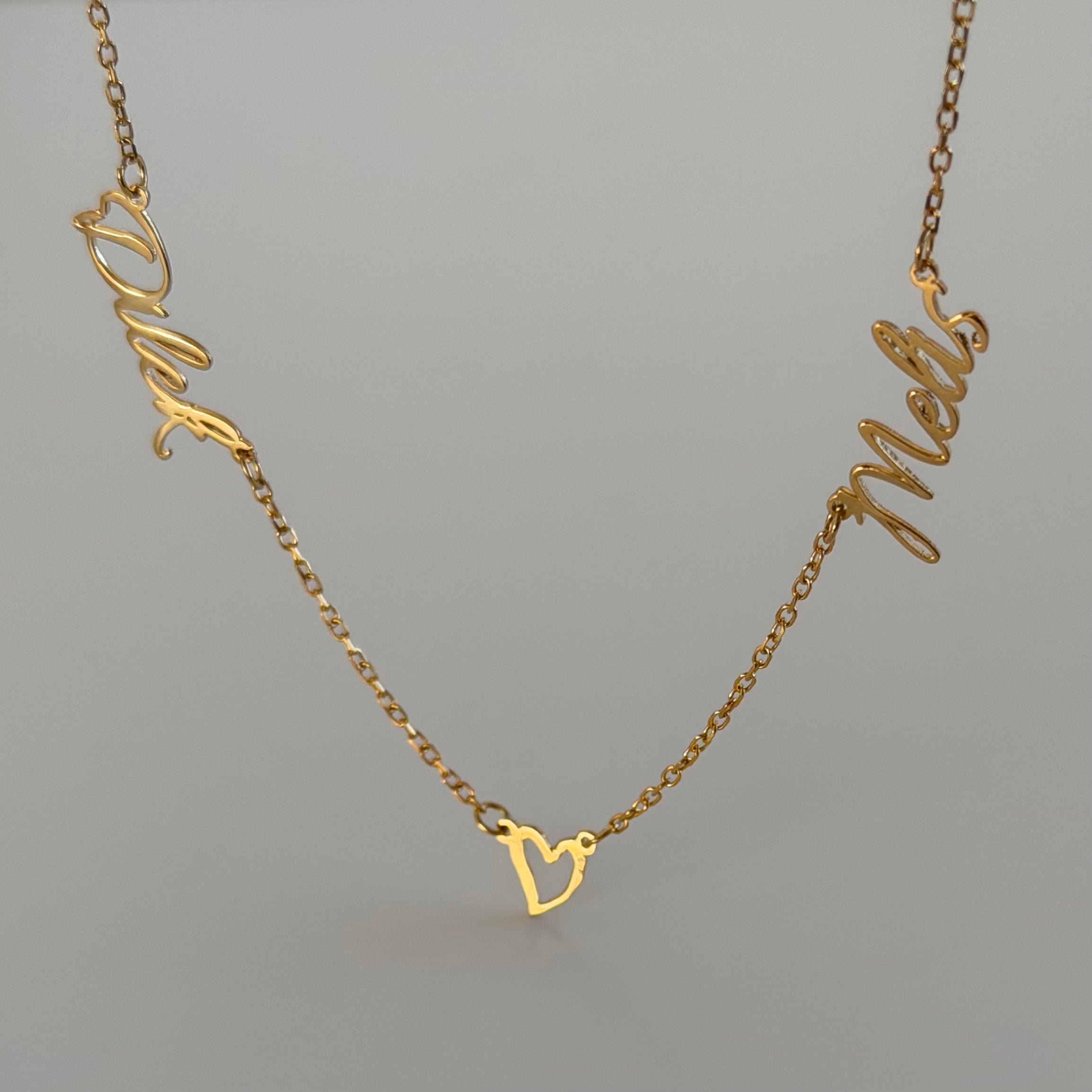 MİNİMAL İKİ İSİMLİ KALP KOLYE | 925 GÜMÜŞ