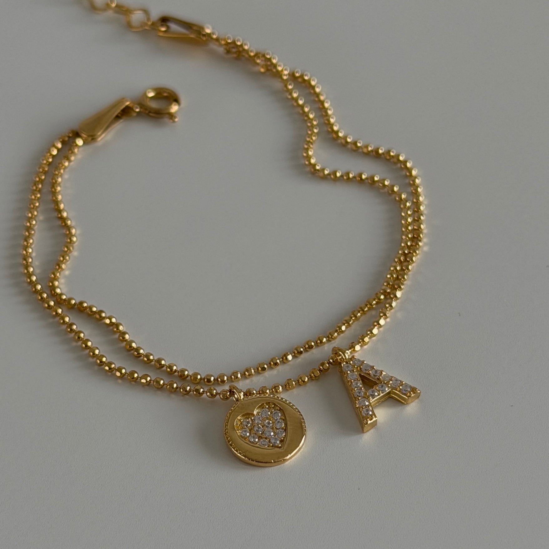 İKİLİ TOP ZİNCİR HARFLİ BİLEKLİK | 925 GÜMÜŞ