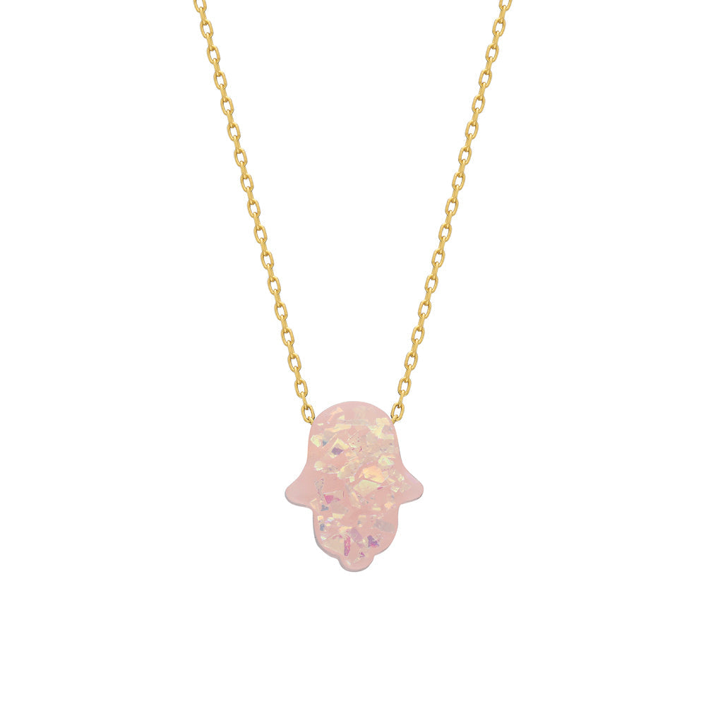 FATIMAS HAND OPAL KETTE PINK (8205452509486)